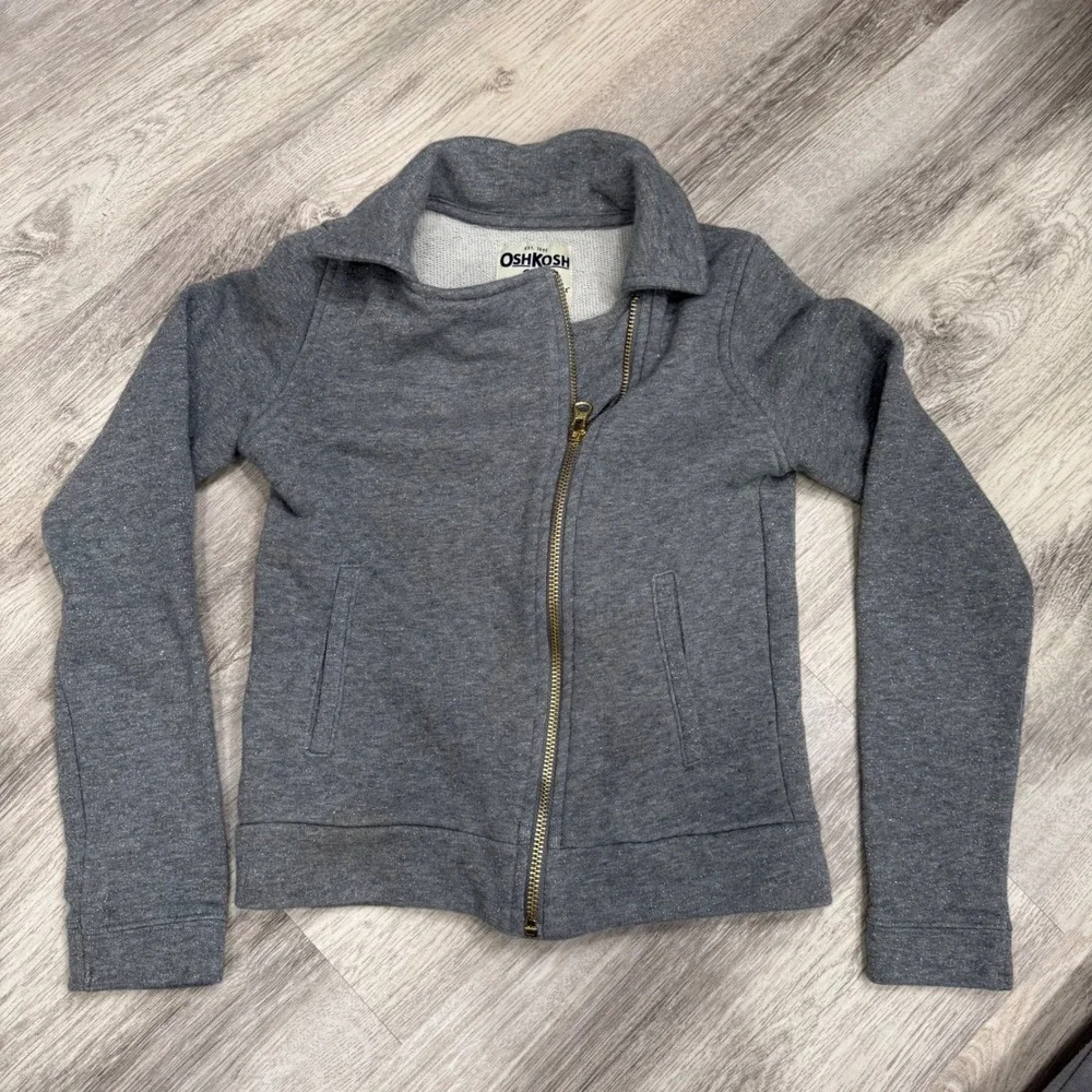 OshKosh Bgosh Girls Gray Moto Jacket Full‎ Zip Lightweight Size 6X
